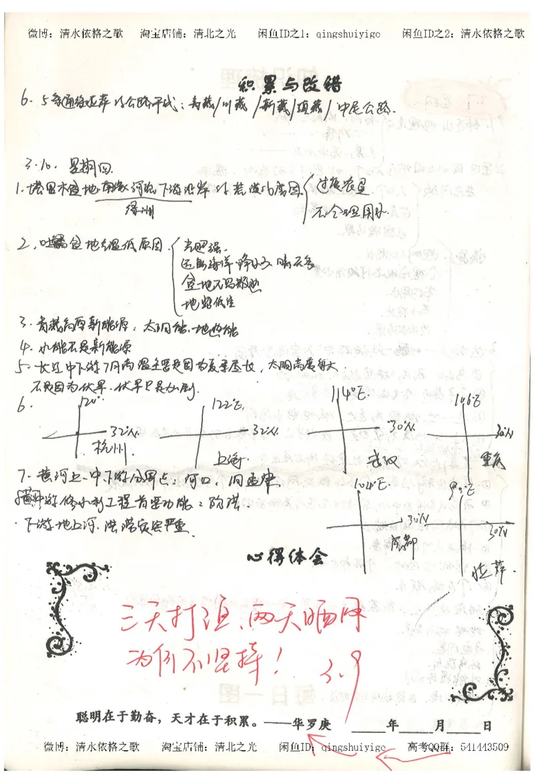 1.衡水中学高考积累与改错_地理（第1本）_284页_高中衡水学霸笔记_高中全部赠品_错题集高中九科_地理积累与改错