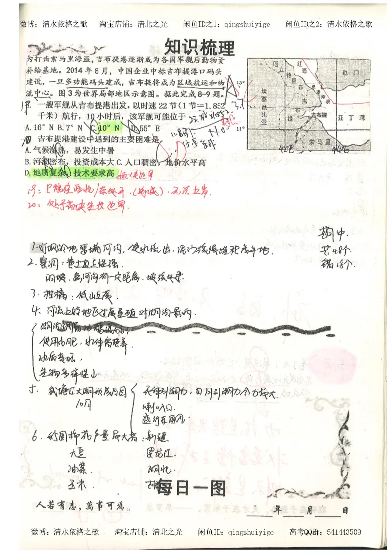 1.衡水中学高考积累与改错_地理（第1本）_284页_高中衡水学霸笔记_高中全部赠品_错题集高中九科_地理积累与改错