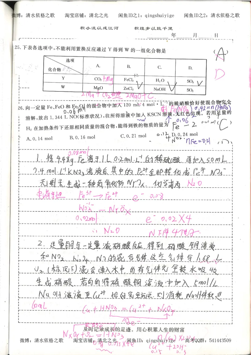 1.衡水中学高考积累与改错_高一化学（第1本）_114页_高中衡水学霸笔记_高中全部赠品_错题集高中九科_化学积累与改错