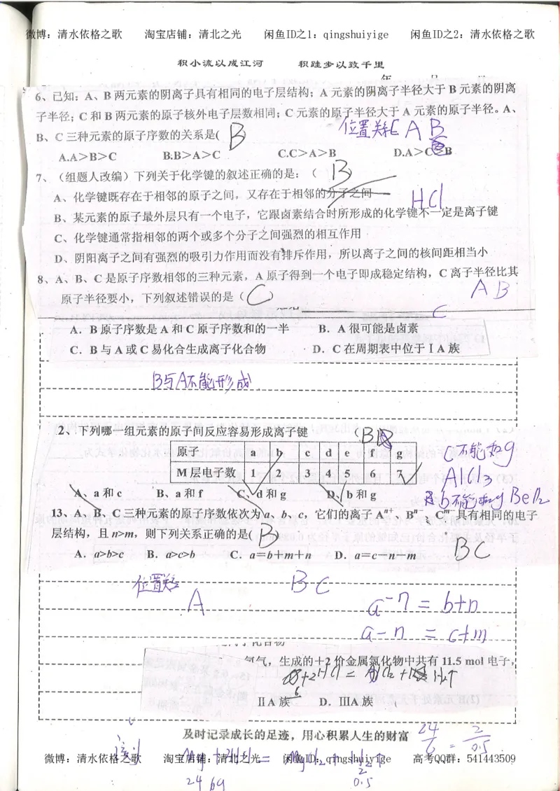 1.衡水中学高考积累与改错_高一化学（第1本）_114页_高中衡水学霸笔记_高中全部赠品_错题集高中九科_化学积累与改错