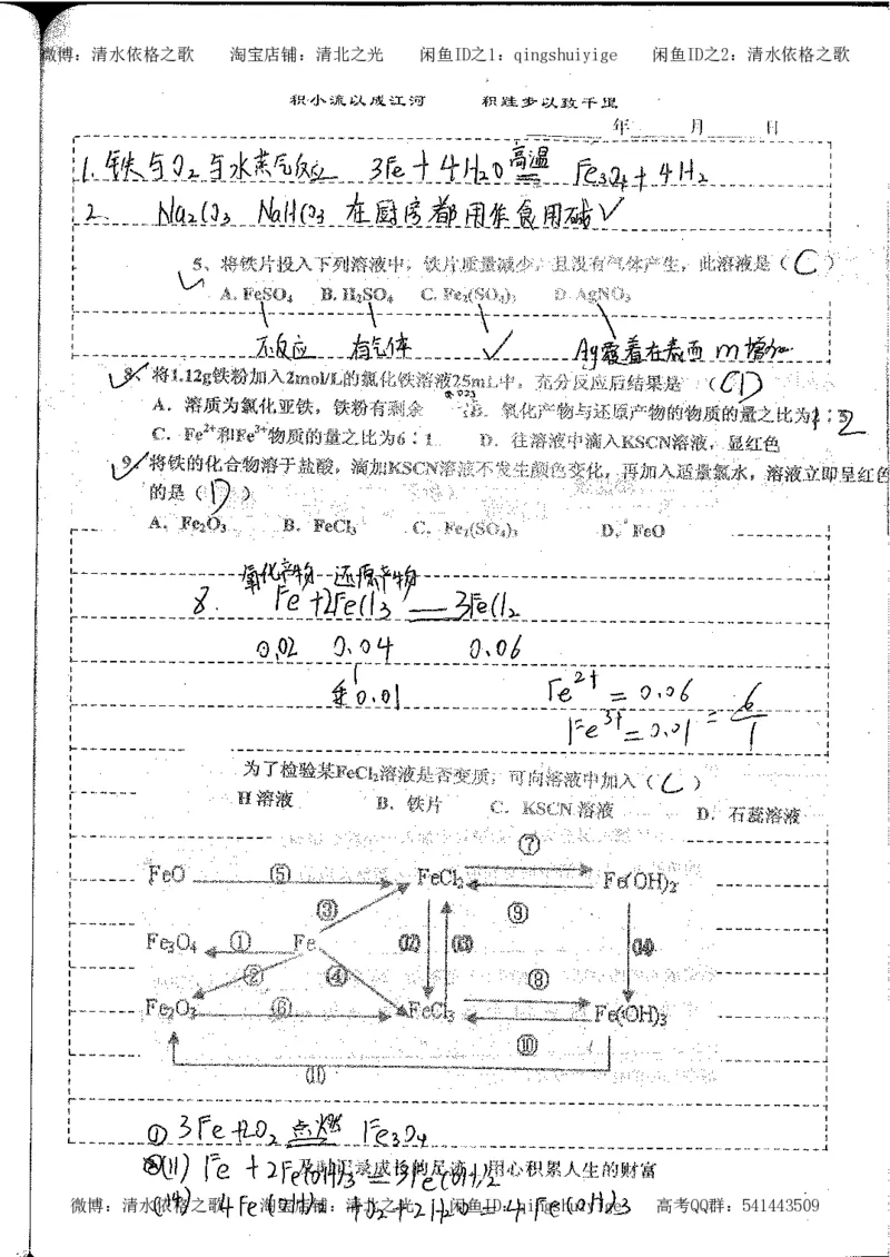 1.衡水中学高考积累与改错_高一化学（第1本）_114页_高中衡水学霸笔记_高中全部赠品_错题集高中九科_化学积累与改错