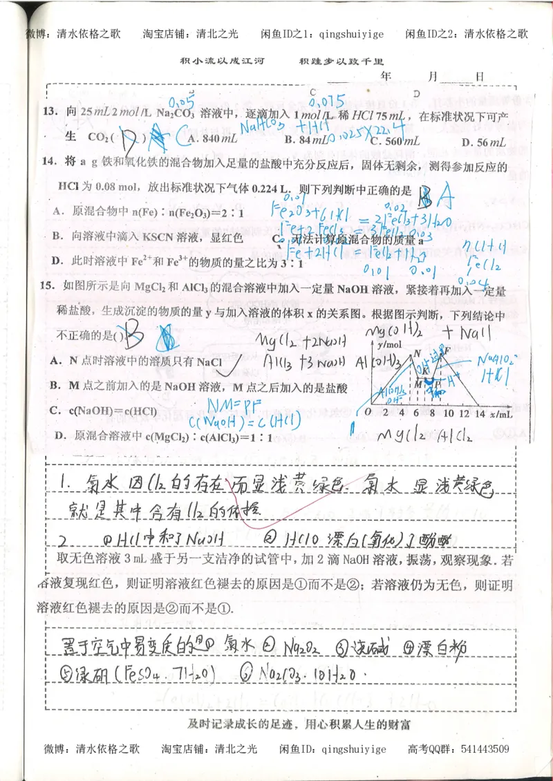 1.衡水中学高考积累与改错_高一化学（第1本）_114页_高中衡水学霸笔记_高中全部赠品_错题集高中九科_化学积累与改错