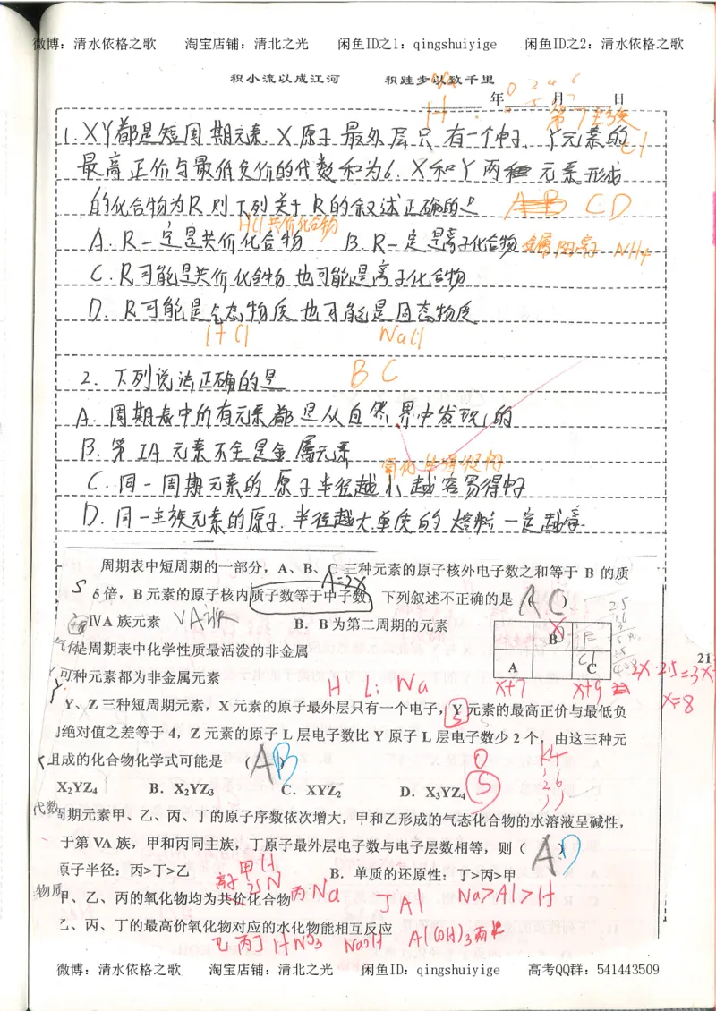1.衡水中学高考积累与改错_高一化学（第1本）_114页_高中衡水学霸笔记_高中全部赠品_错题集高中九科_化学积累与改错