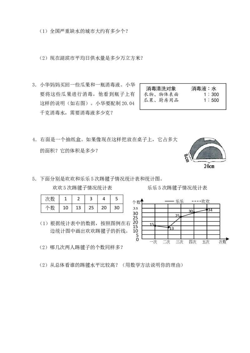 青岛版数学六年级下册期末测试（五）_小学1-6年级全部试卷_数学_六年级_3-11-4、小学六年级数学下册_3-11-4-2、练习题、作业、试题、试卷_青岛版_期末测试卷