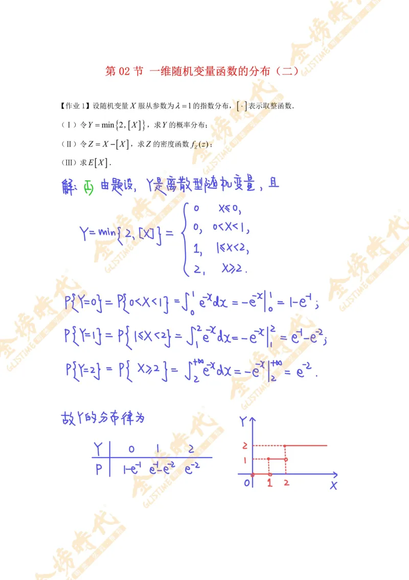 概率统计专题第02节一维随机变量函数的分布（二）（作业手写版）_07.2026考研数学李永乐全程班_01.2026考研数学金榜李永乐_09.李永乐&times;薛威26考研数学保命班_00.配课讲义