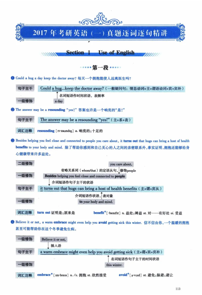 2017年逐词逐句精讲册_41考研英语一二历年真题解析_英语一_解析册+逐词逐句册