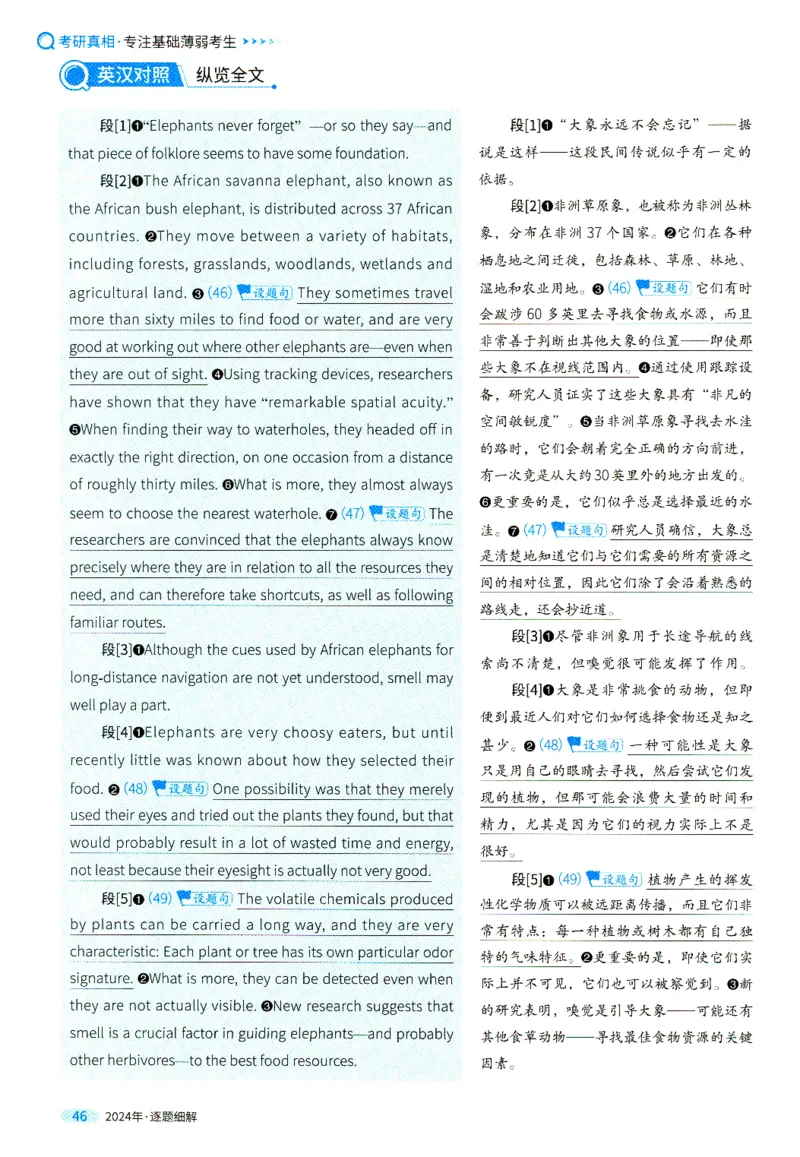 2024年真题逐题细解_41考研英语一二历年真题解析_英语一_解析册+逐词逐句册