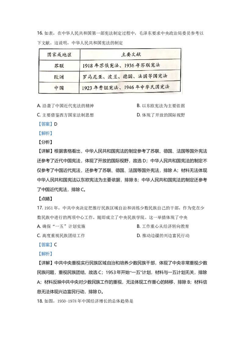 2021年广东省中考历史真题（解析卷）_❤广东中考真题备考2026_6.广东中考历史2008-2025