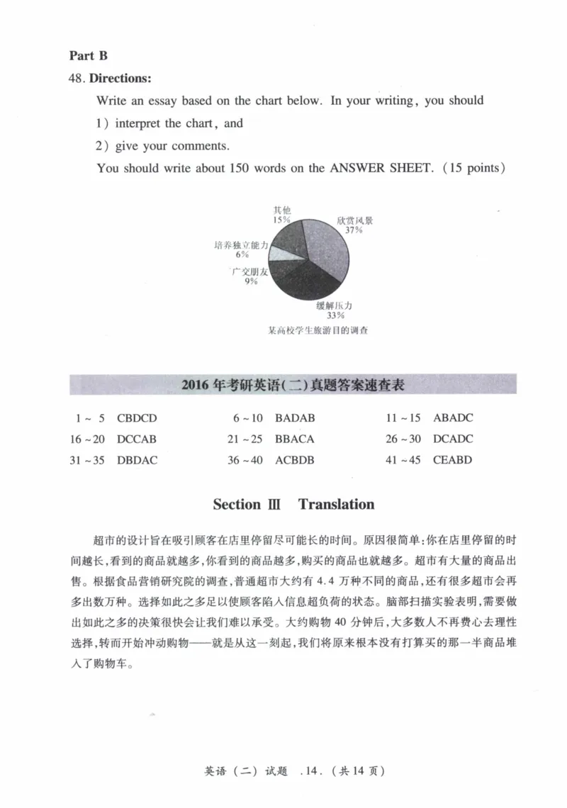 2016年真题及答案速查_41考研英语一二历年真题解析_英语二_真题册+答案速查