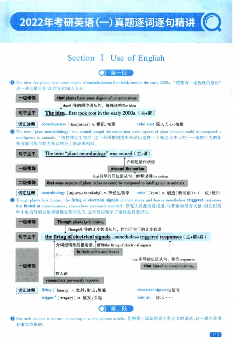 2022年逐词逐句精讲册_41考研英语一二历年真题解析_英语一_解析册+逐词逐句册