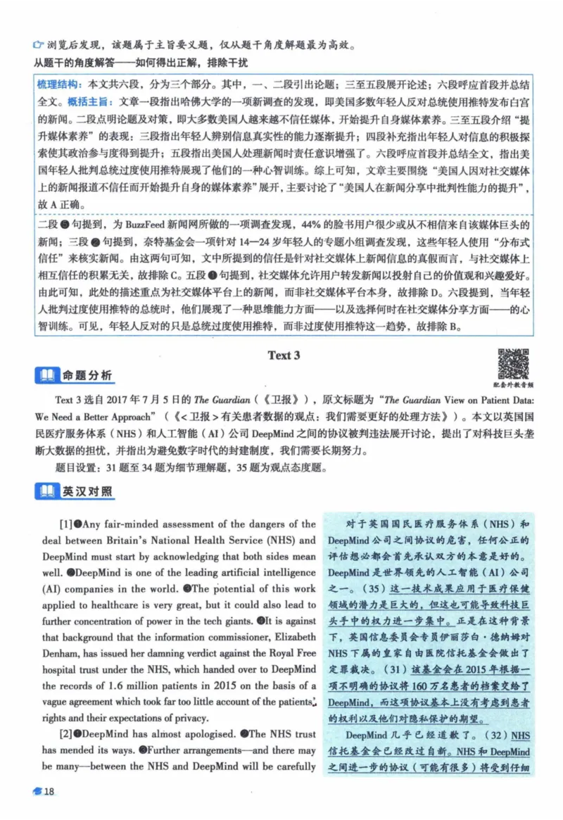 2018年真题逐题细解_41考研英语一二历年真题解析_英语一_解析册+逐词逐句册