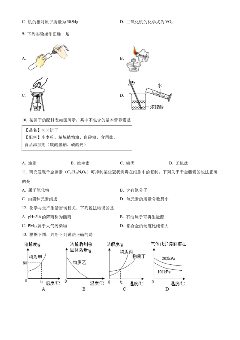 2022年广东省中考化学真题（空白卷）_❤广东中考真题备考2026_5.广东中考化学2008-2025