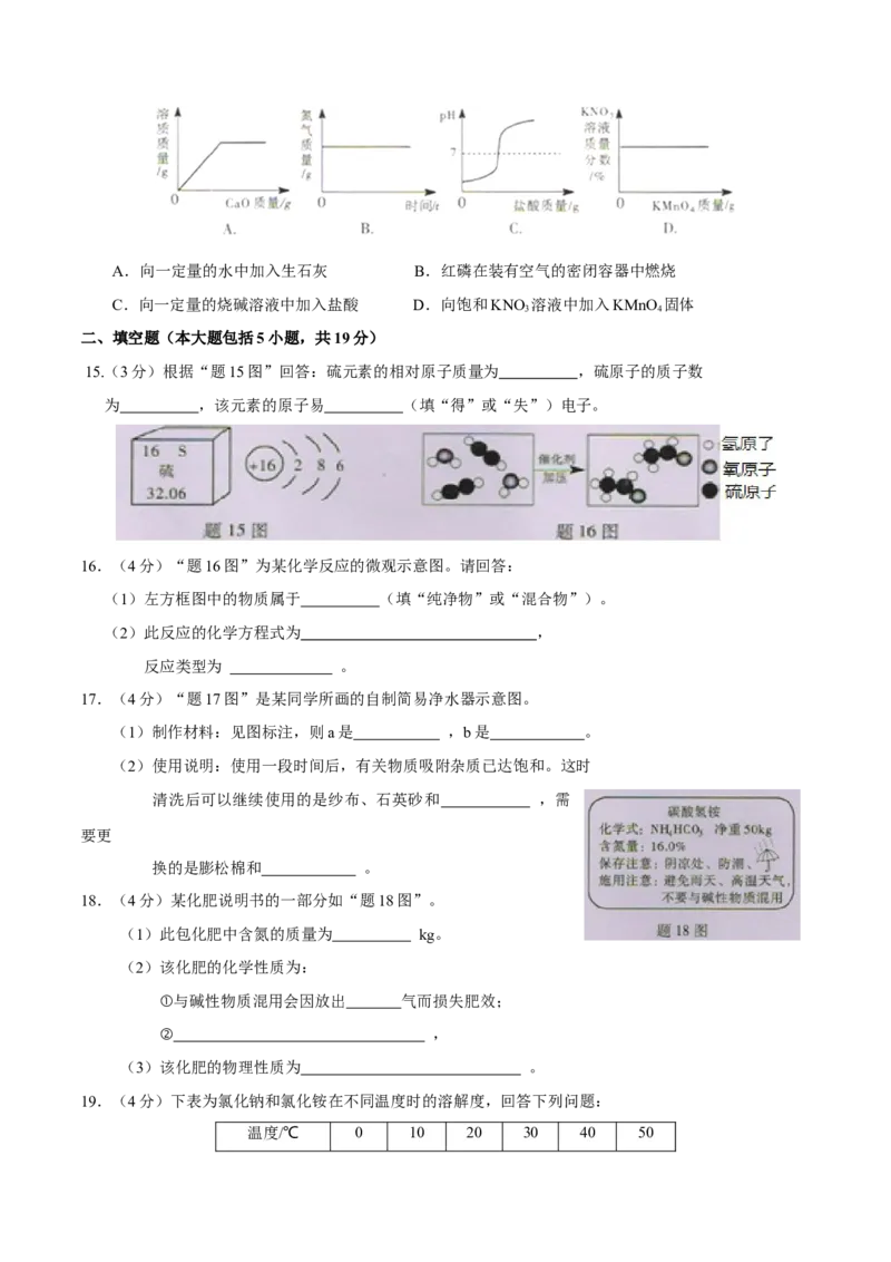 2015年广东省中考化学真题（空白卷）_❤广东中考真题备考2026_5.广东中考化学2008-2025