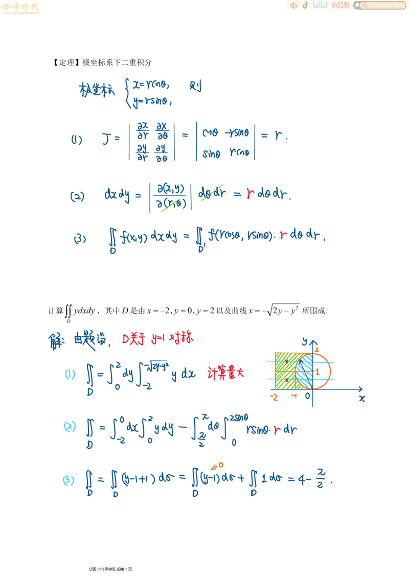 高等数学专题第04节二重积分（四）（手写板书）_07.2026考研数学李永乐全程班_01.2026考研数学金榜李永乐_09.李永乐&times;薛威26考研数学保命班_00.配课讲义