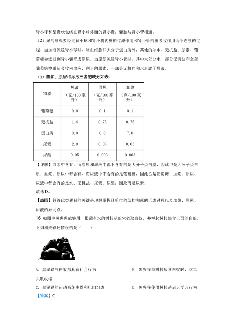2020年广东省中考生物真题（解析卷）_❤广东中考真题备考2026_8.广东中考生物2008-2025