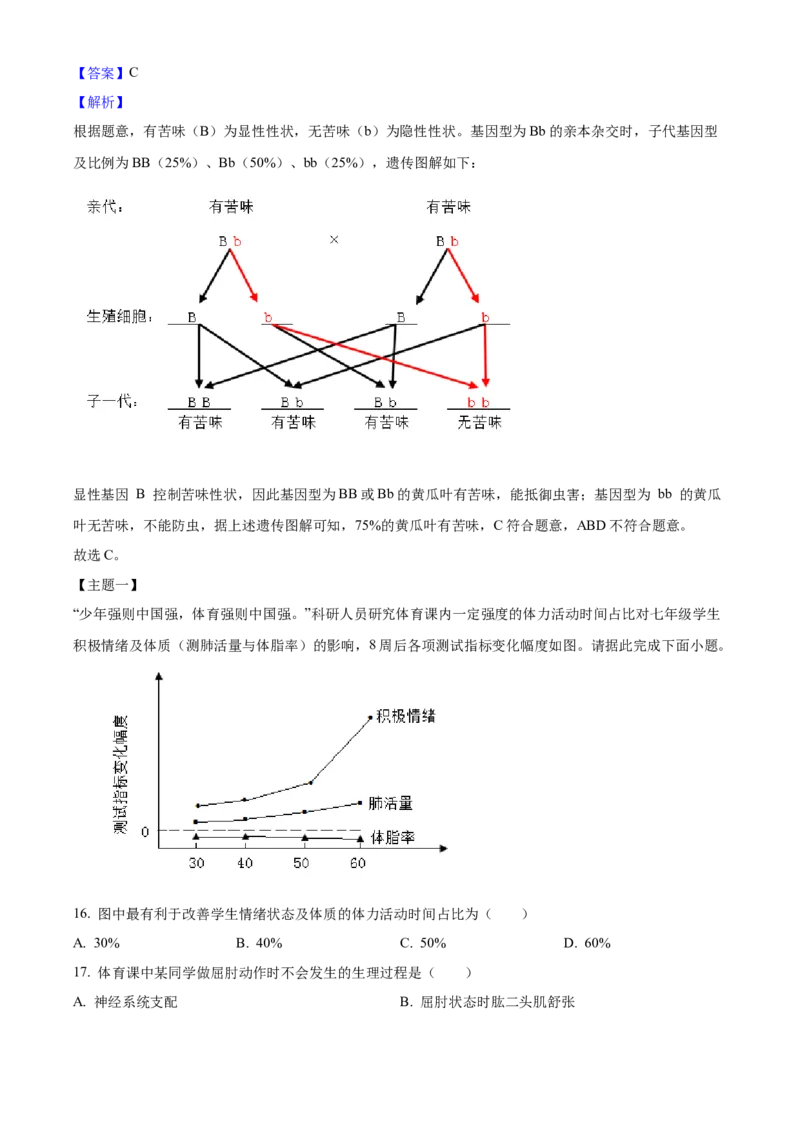 2025年广东省中考生物真题（解析卷）_❤广东中考真题备考2026_8.广东中考生物2008-2025
