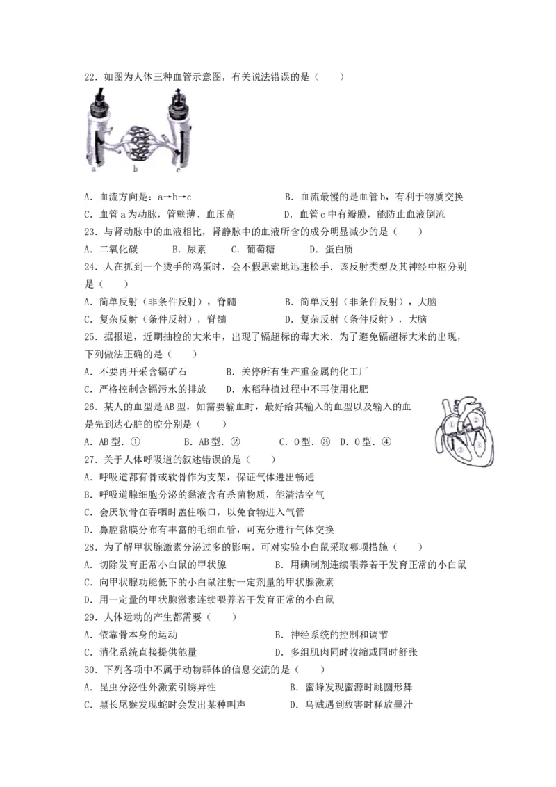 2013年广东省中考生物真题及答案_❤广东中考真题备考2026_8.广东中考生物2008-2025