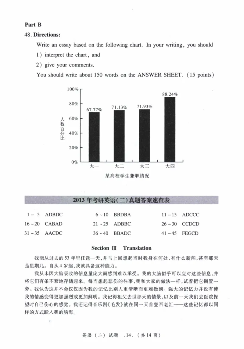 2013年真题及答案速查_41考研英语一二历年真题解析_英语二_真题册+答案速查