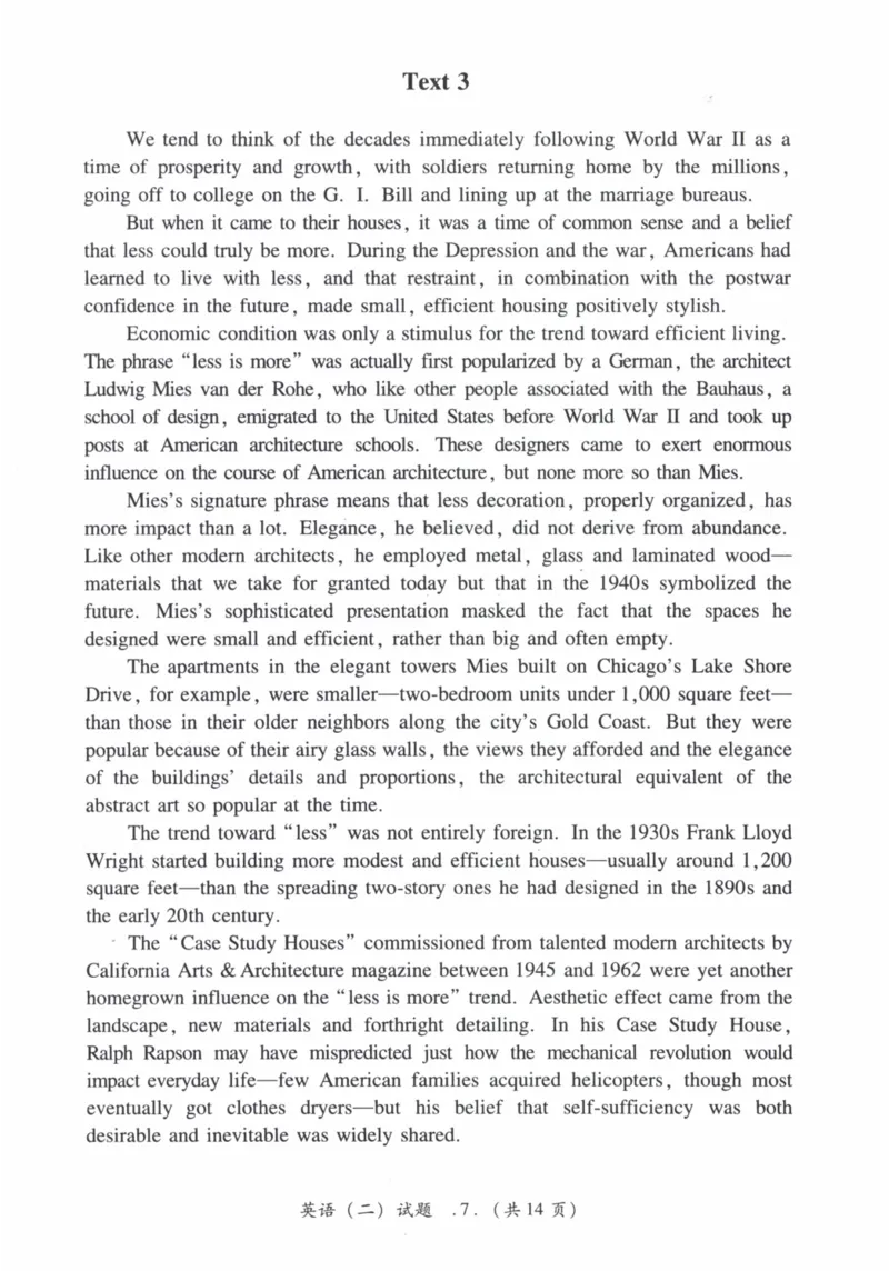 2011年真题及答案速查_41考研英语一二历年真题解析_英语二_真题册+答案速查