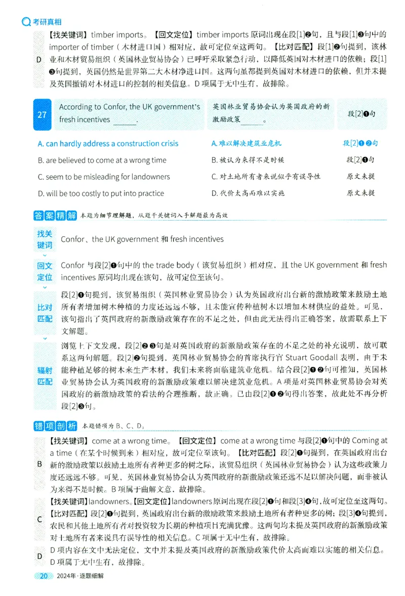 2024年真题逐题细解_41考研英语一二历年真题解析_英语二_解析册+逐词逐句册