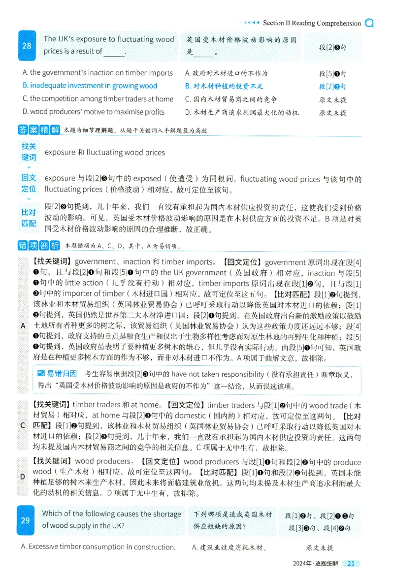 2024年真题逐题细解_41考研英语一二历年真题解析_英语二_解析册+逐词逐句册