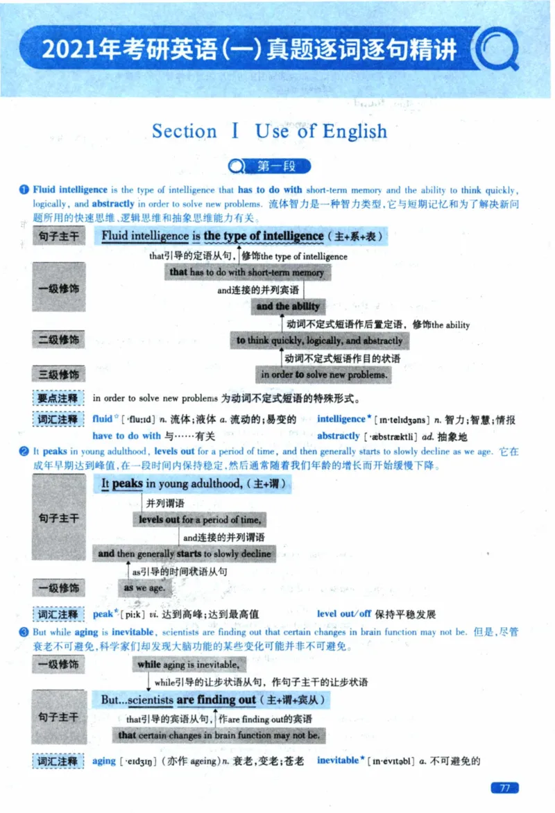 2021年逐词逐句精讲册_41考研英语一二历年真题解析_英语一_解析册+逐词逐句册