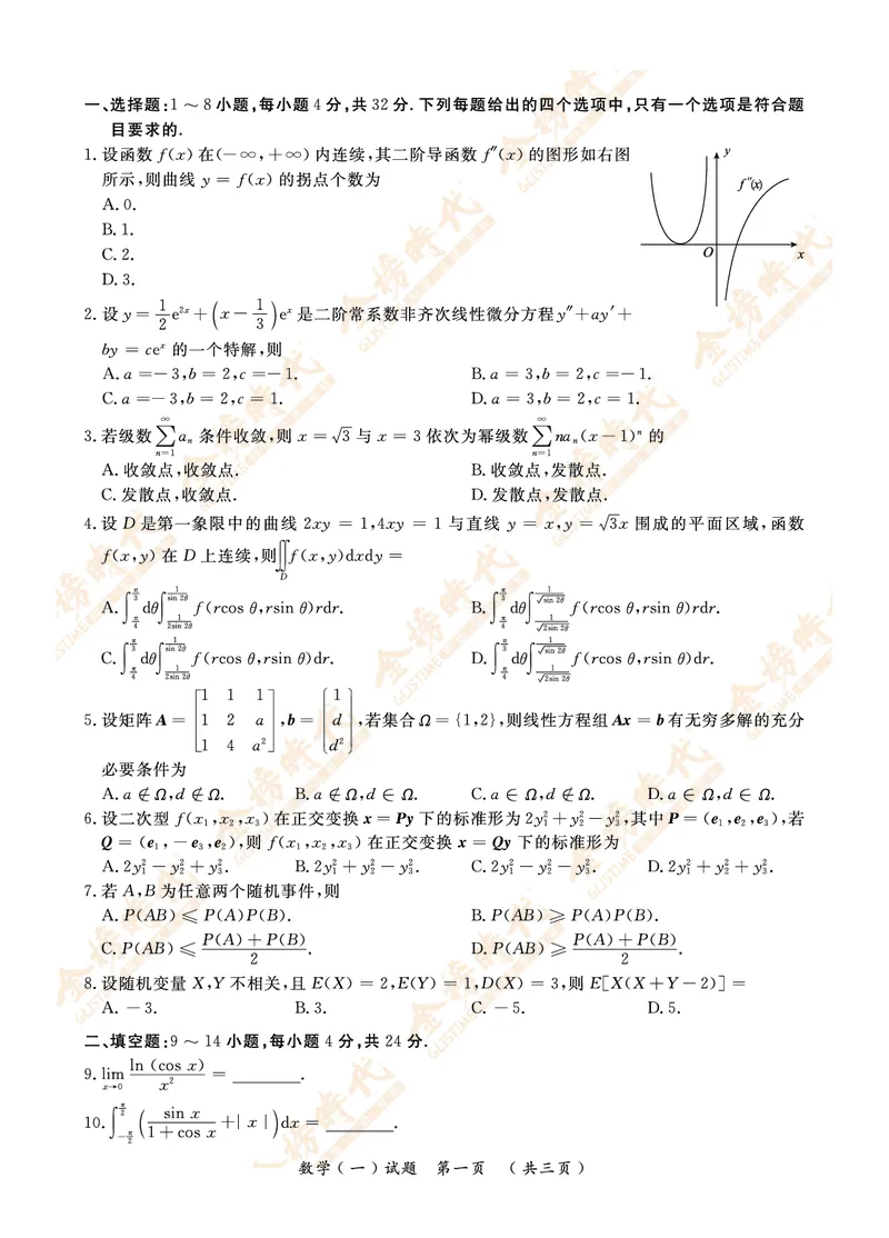 2015年真题（数学一）_07.2026考研数学李永乐全程班_01.2026考研数学金榜李永乐_09.李永乐&times;薛威26考研数学保命班_00.配课讲义_数一真题（考试答题卡A3尺寸）