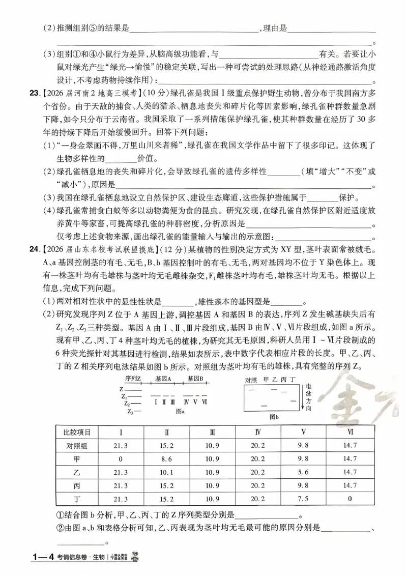 2026金考卷百校联盟高考领航卷生物试卷一（新教材不定项选择题版）_2026版金考卷&middot;百校联盟高考领航卷（全科）_2026版金考卷&middot;百校联盟高考领航卷生物（单选+不定项）