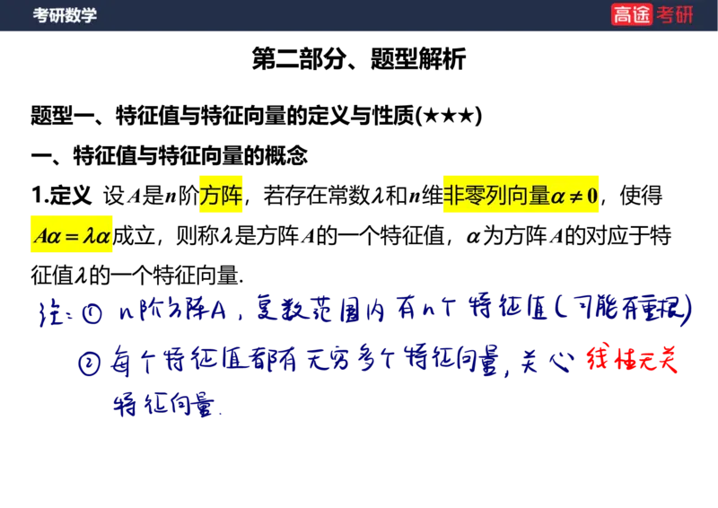 (63)-线代8&mdash;&mdash;特征值特征向量1笔记版_08.2026考研数学高途王喆全程班_赠送2025课程_25考研数学（三）全年智达班_{2}--资料