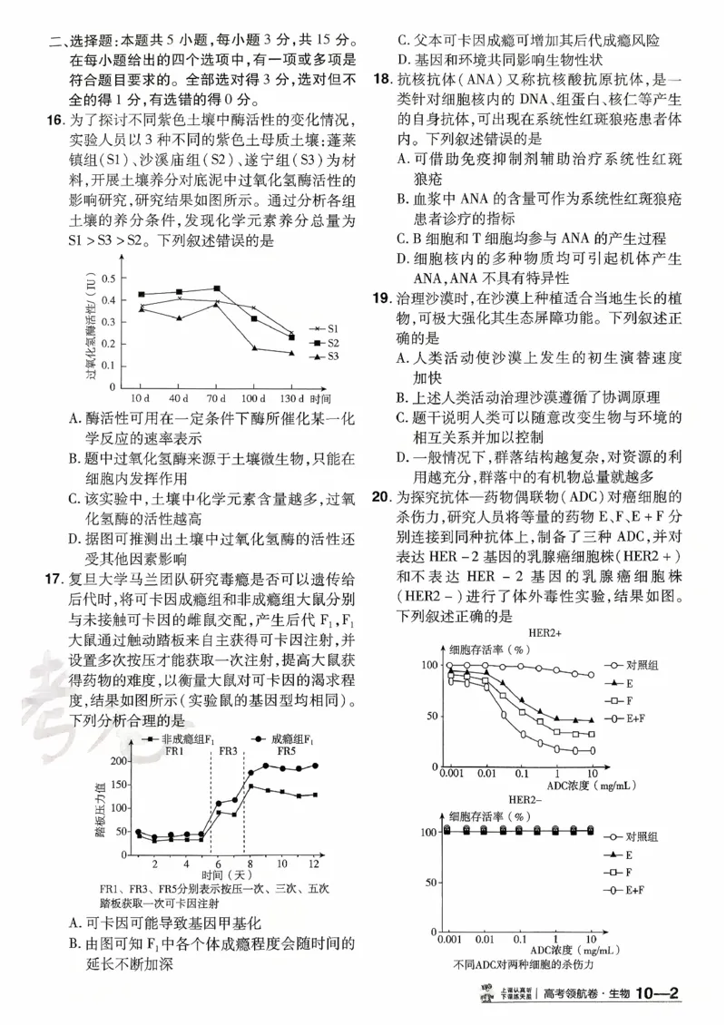 2026金考卷百校联盟高考领航卷生物试卷十（新教材不定项选择题版）_2026版金考卷&middot;百校联盟高考领航卷（全科）_2026版金考卷&middot;百校联盟高考领航卷生物（单选+不定项）