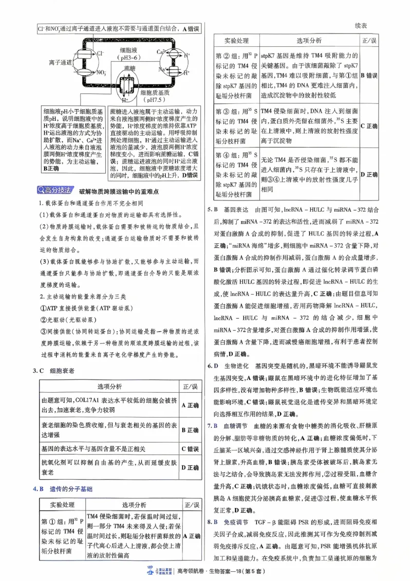 2026金考卷百校联盟高考领航卷生物答案五（新教材不定项选择题版）_2026版金考卷&middot;百校联盟高考领航卷（全科）_2026版金考卷&middot;百校联盟高考领航卷生物（单选+不定项）