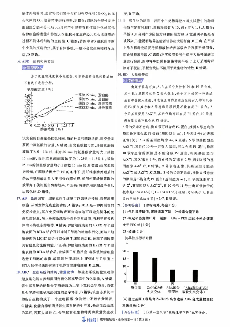 2026金考卷百校联盟高考领航卷生物答案三（新教材不定项选择题版）_2026版金考卷&middot;百校联盟高考领航卷（全科）_2026版金考卷&middot;百校联盟高考领航卷生物（单选+不定项）