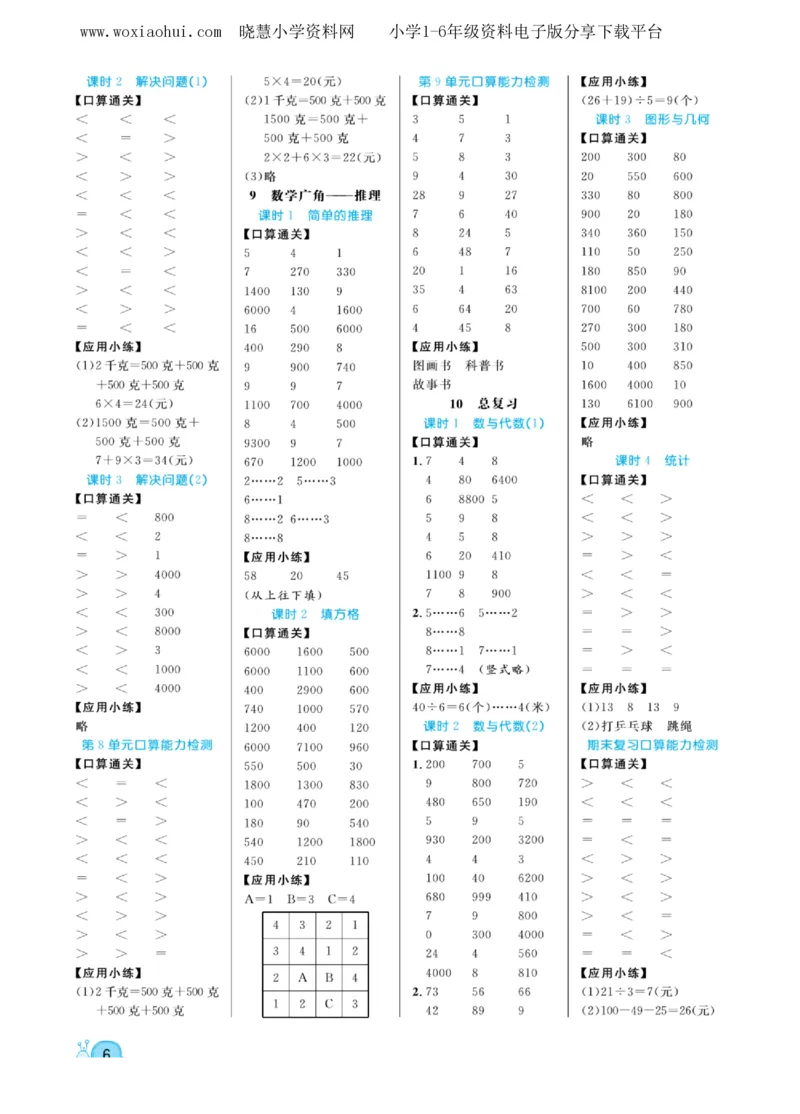 黄冈口算天天练二年级下册数学人教版_小学1-6年级全部试卷_数学_二年级_3-7-4、小学二年级数学下册_3-7-4-2、练习题、作业、试题、试卷_人教版_专项练习