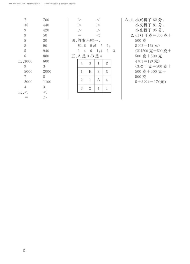黄冈口算天天练二年级下册数学人教版_小学1-6年级全部试卷_数学_二年级_3-7-4、小学二年级数学下册_3-7-4-2、练习题、作业、试题、试卷_人教版_专项练习