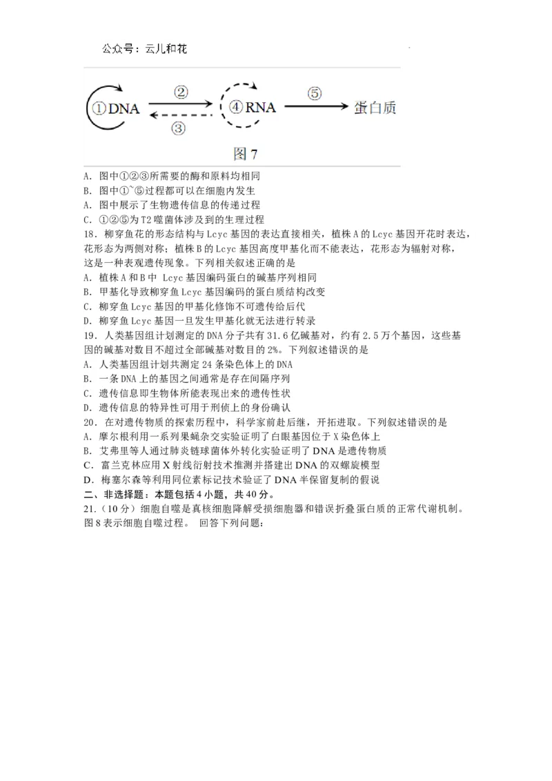 广东省深圳市2023-2024学年高一下学期调研测试生物试题_2024-2025高一（7-7月题库）_2024年7月试卷_0710广东省深圳市2023-2024学年高一下学期期末调研考试