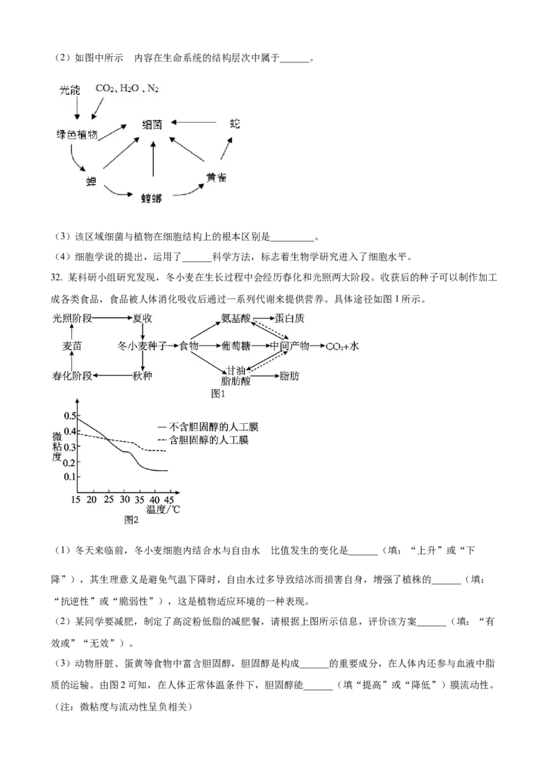 湖南省长沙市明德中学2024-2025学年高一上学期第一次阶段检测生物试题Word版无答案_2024-2025高一（7-7月题库）_2024年10月试卷