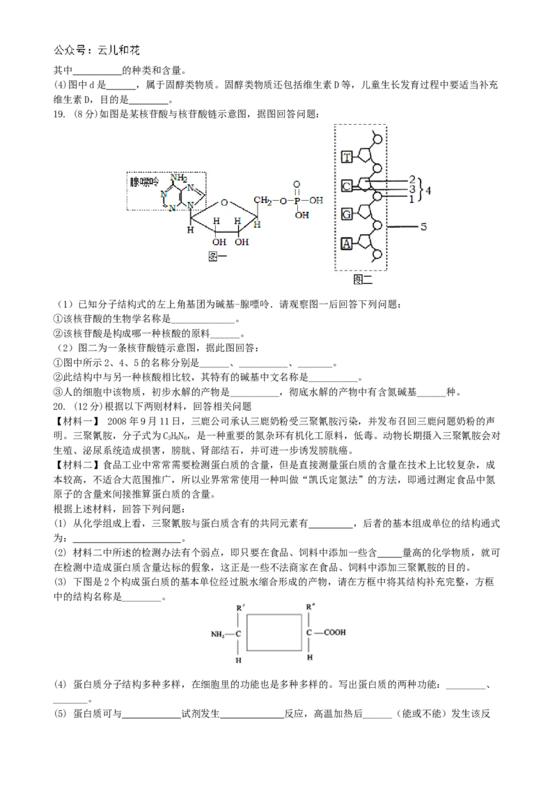 甘肃省兰州第一中学2024-2025学年高一上学期10月月考试题生物Word版含答案_2024-2025高一（7-7月题库）_2024年10月试卷_1030甘肃省兰州第一中学2024-2025学年高一上学期10月月考
