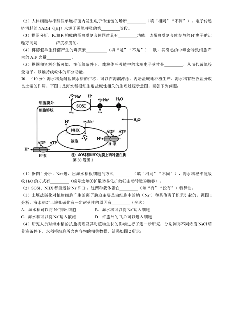 浙江省杭州地区（含周边）重点中学2024-2025学年高一上学期期中联考生物试题（含答案）_2024-2025高一（7-7月题库）_2024年11月试卷