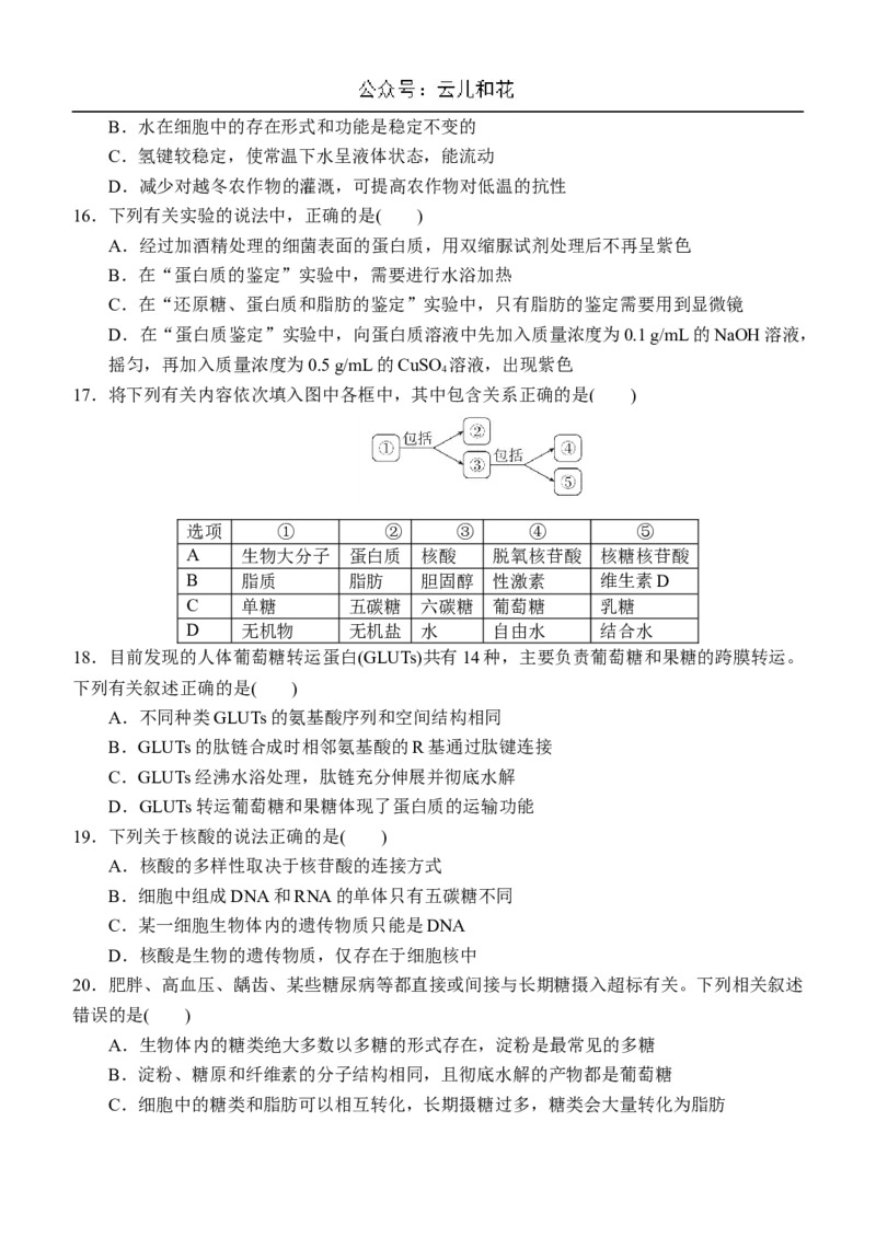内蒙古赤峰二中2024-2025学年高一上学期第一次月考试题生物Word版含答案_2024-2025高一（7-7月题库）_2024年11月试卷_1101内蒙古赤峰二中2024-2025学年高一上学期第一次月考