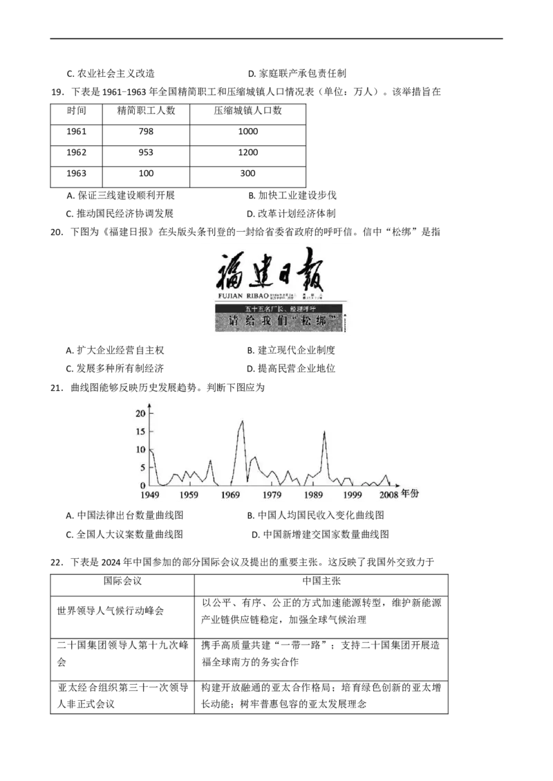 山东省滨州市2024-2025学年高一上学期期末考试历史试题（含答案）_2024-2025高一（7-7月题库）_2025年02月试卷_0213山东省滨州市2024-2025学年高一上学期1月期末考试