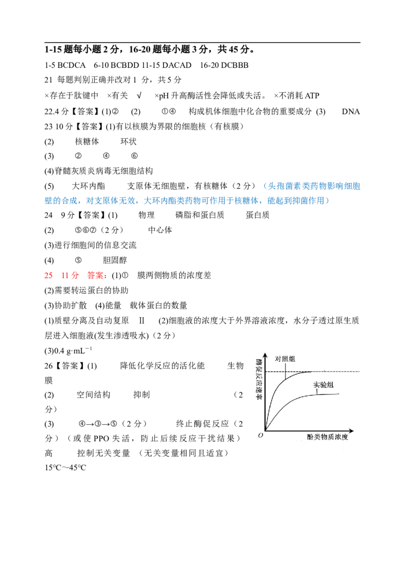 天津市静海区第一中学2025-2026学年高一上学期12月月考生物试题（含答案）_2024-2025高一（7-7月题库）_2026年1月高一_260108天津市静海区第一中学2025-2026学年高一上学期12月月考（全）
