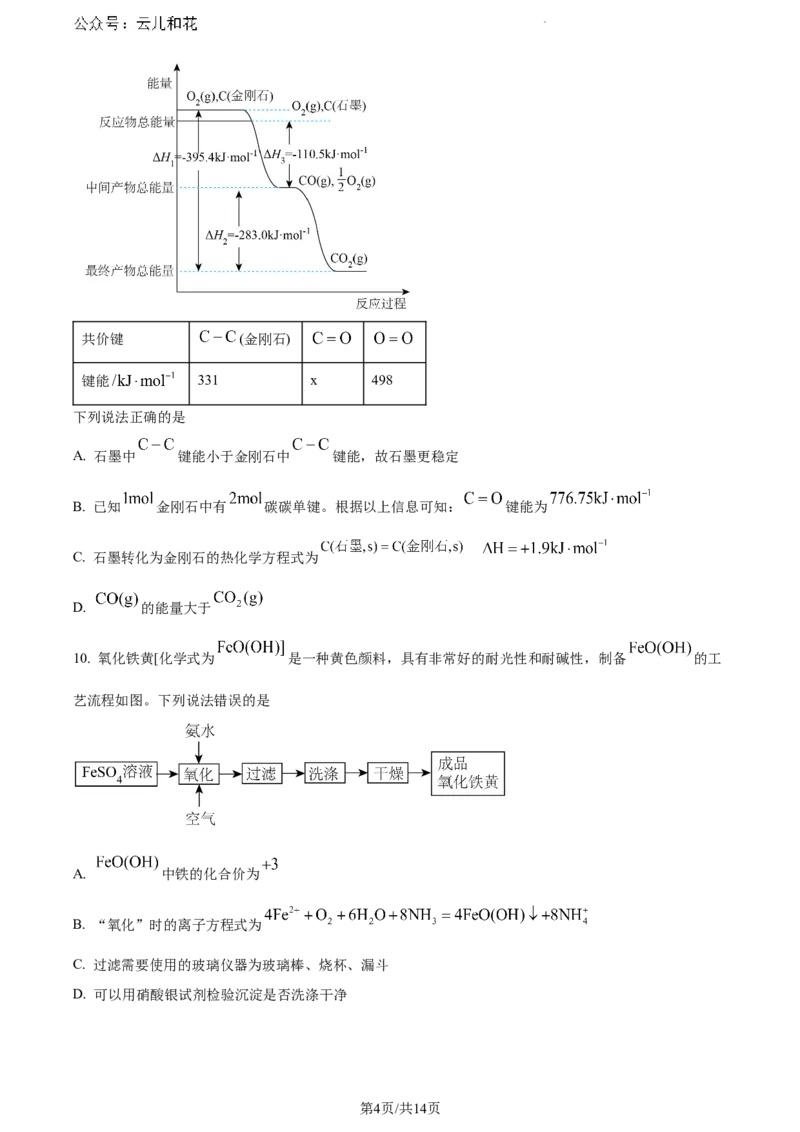 河北省保定市2023-2024学年高一下学期期末调研考试化学试题_2024-2025高一（7-7月题库）_2024年7月试卷_0704河北省保定市2023-2024学年高一下学期期末调研考试