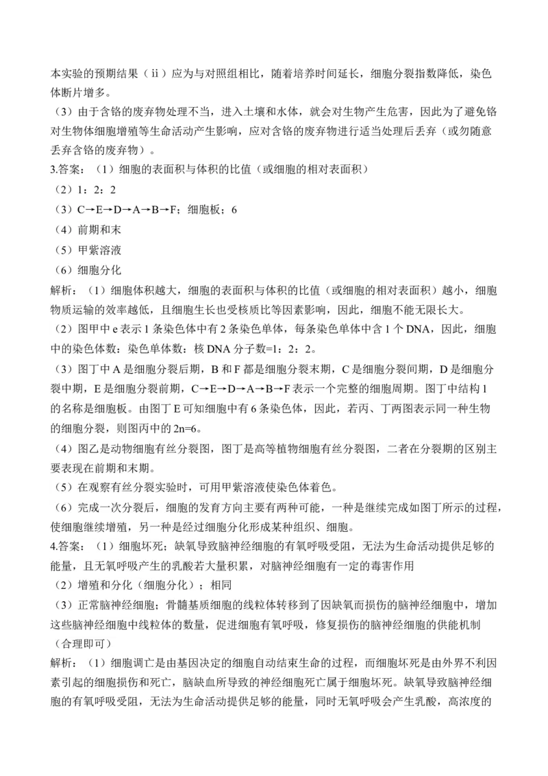 专题4细胞的生命历程（非选择题）&mdash;&mdash;高考生物学模块分练新高考版（含解析）_2024-2025高三（6-6月题库）_2026年1月高三
