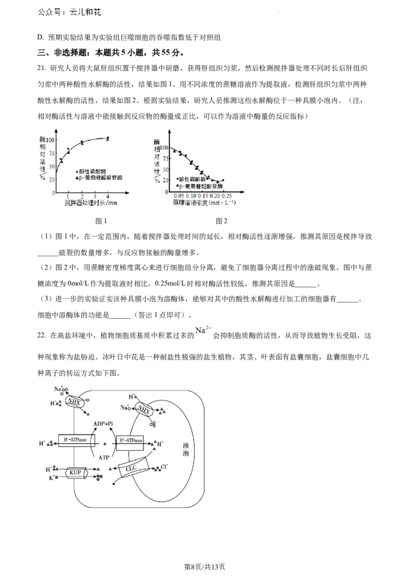 山东省日照市2023-2024学年高二下学期期末考试生物试题_2024-2025高一（7-7月题库）_2024年8月试卷_0802山东省日照市2023-2024学年高一下学期期末考试