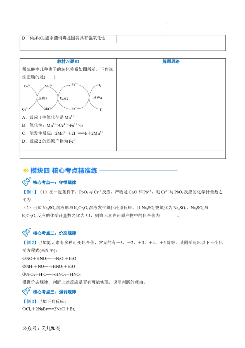 第05讲&nbsp;氧化还原反应规律以及配平（原卷版）_2024-2025高一（7-7月题库）_2024年7月试卷_0708暑假自学课2024年新高一化学暑假提升精品讲义
