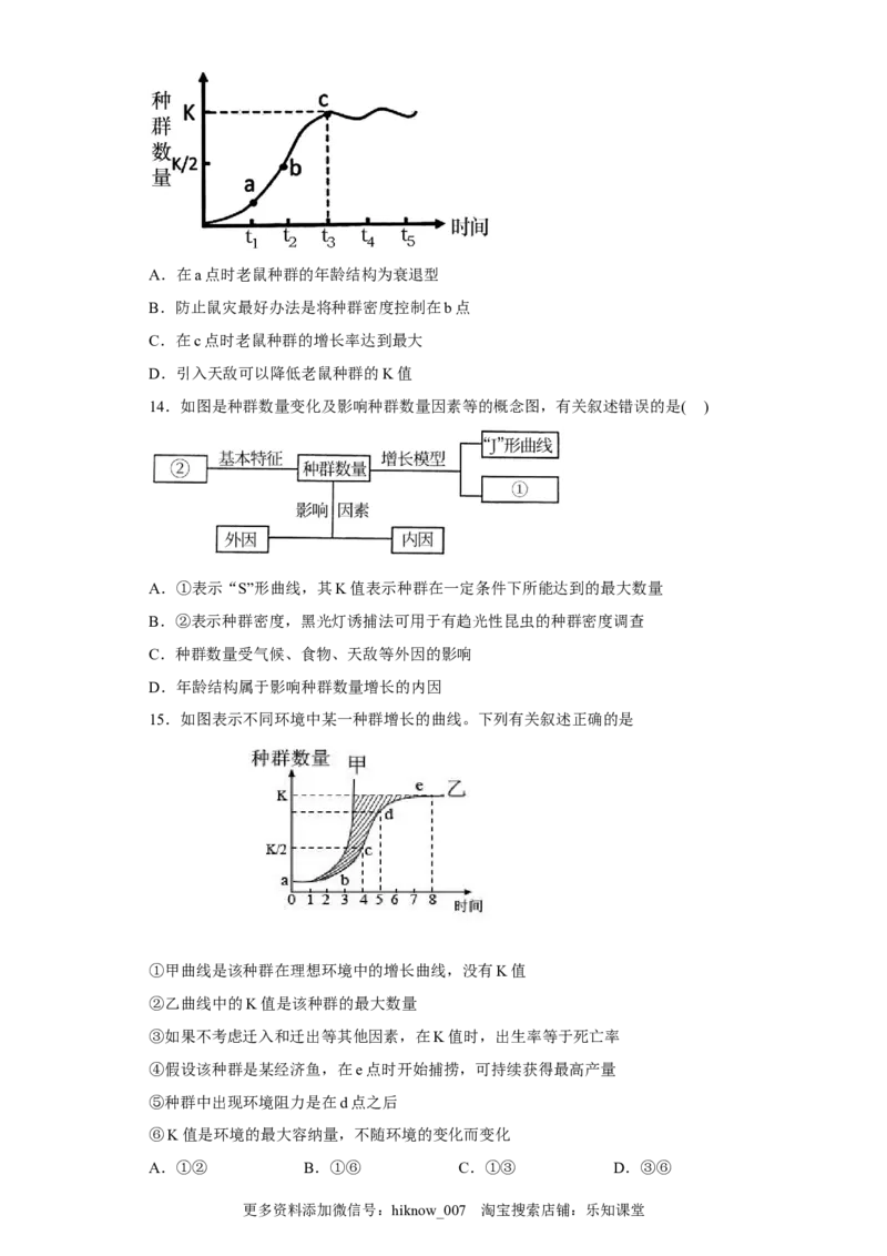 第一章种群种群及其动态-2022-2023学年高二生物章末测试必刷卷（人教版2019选择性必修3）（原卷版）_E015高中全科试卷_生物试题_选修2_1.单元测试_3、单元测试2023