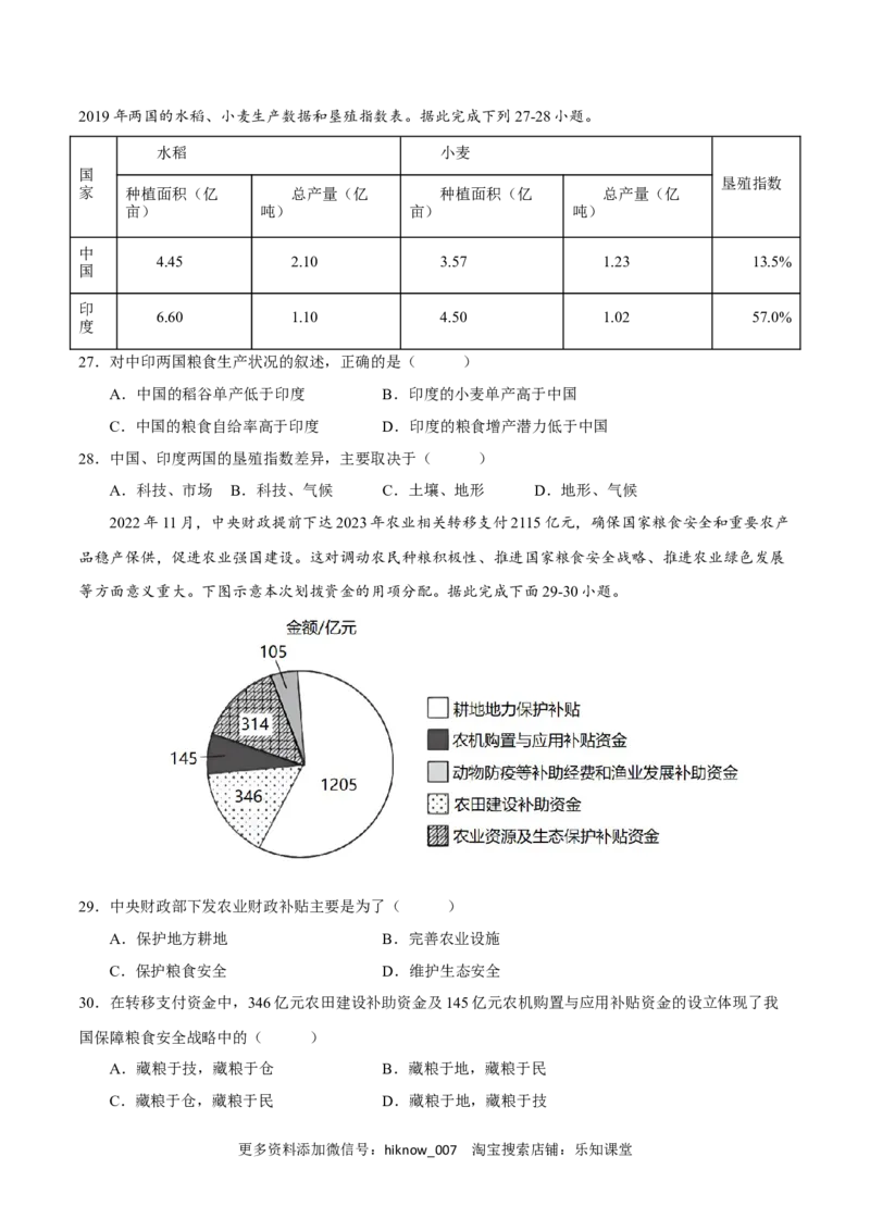 第二章资源安全与国家安全（A卷&bull;单元考点）-2022-2023学年高二地理上学期同步单元卷（人教版2019选必三）（原卷版）_E015高中全科试卷_地理试题_选修3_1.单元测试