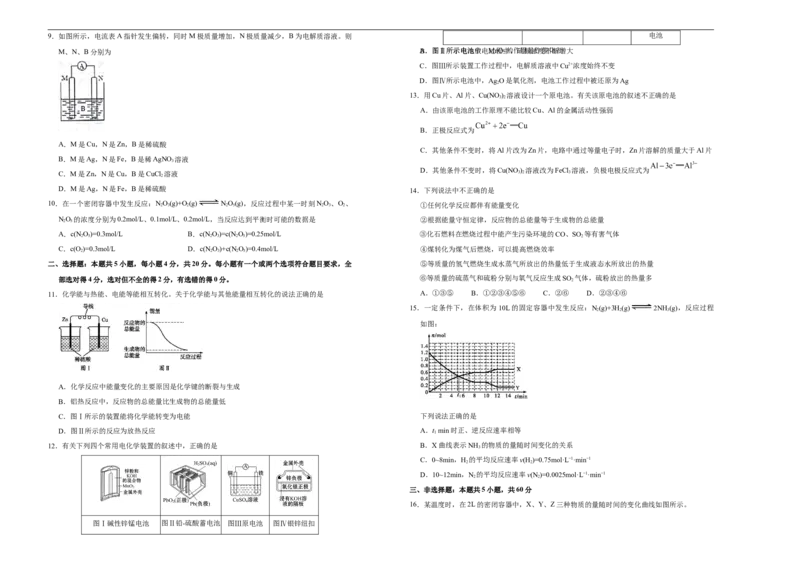 原创必修第二册第六单元化学反应与能量达标检测卷（A）学生版_E015高中全科试卷_化学试题_必修2_2.新版人教版高中化学试卷必修二_1.单元测试_3.单元测试（第三套）