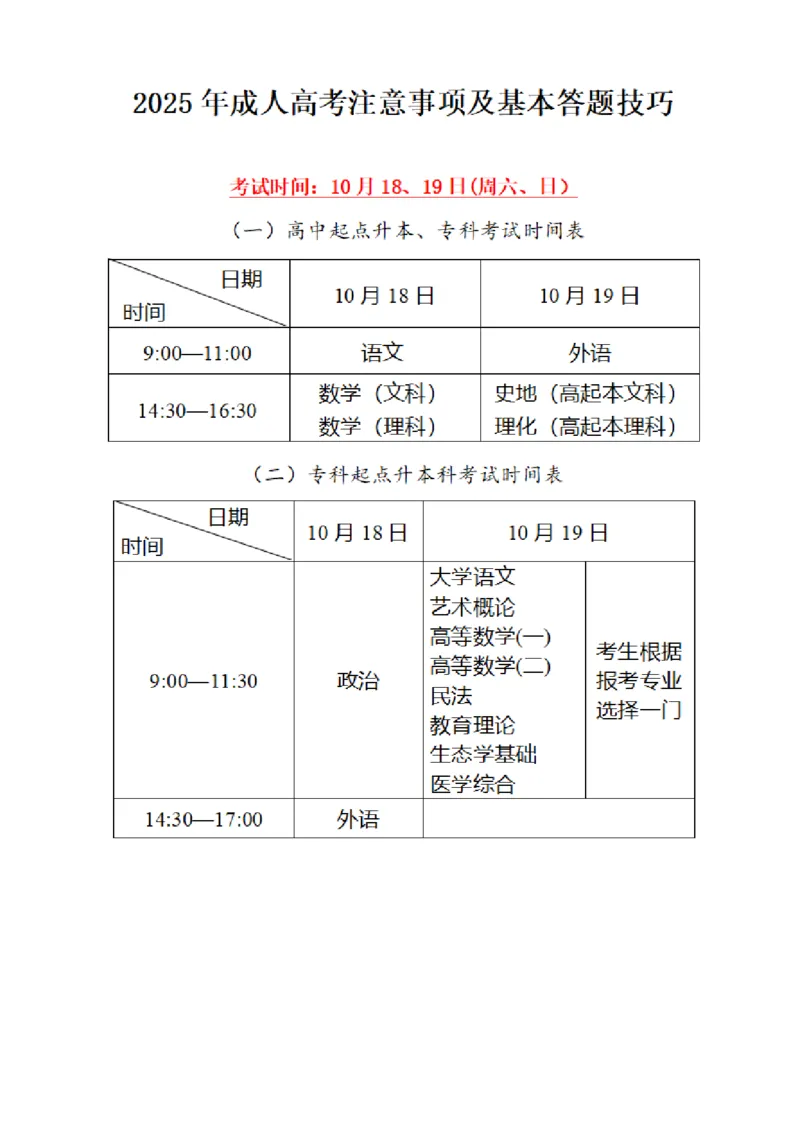 成人时间和基本答题技巧_成考本科-所有考试科目-近10年真题和答案+2026备考通关资料大全