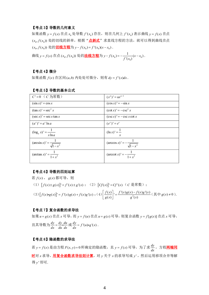 成考专升本高等数学（二）11页考点汇编_成考本科-所有考试科目-近10年真题和答案+2026备考通关资料大全_高数二-近10年真题和答案+2026成考本科备考通关资料大全